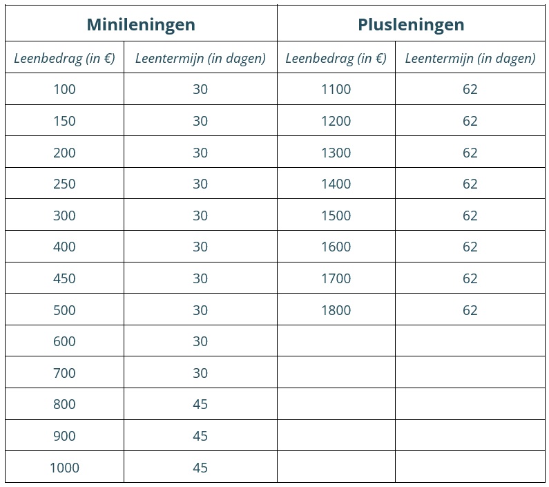 mini en plusleningen
